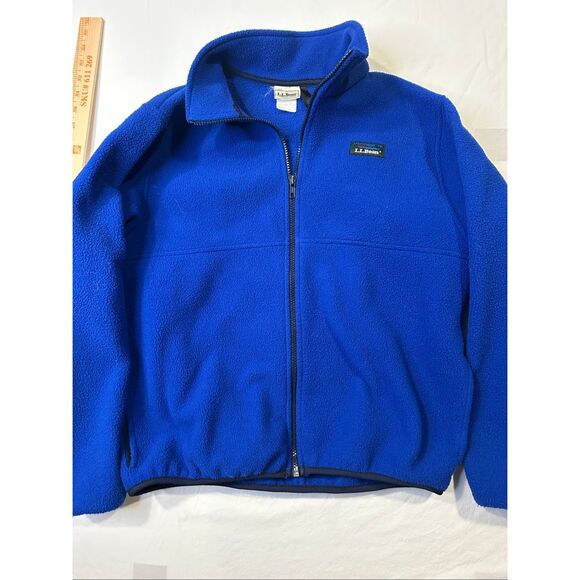 Vintage L.L. Bean deep blue Sherpa fleece zip up  jacket, size M/L - Picture 1 of 7